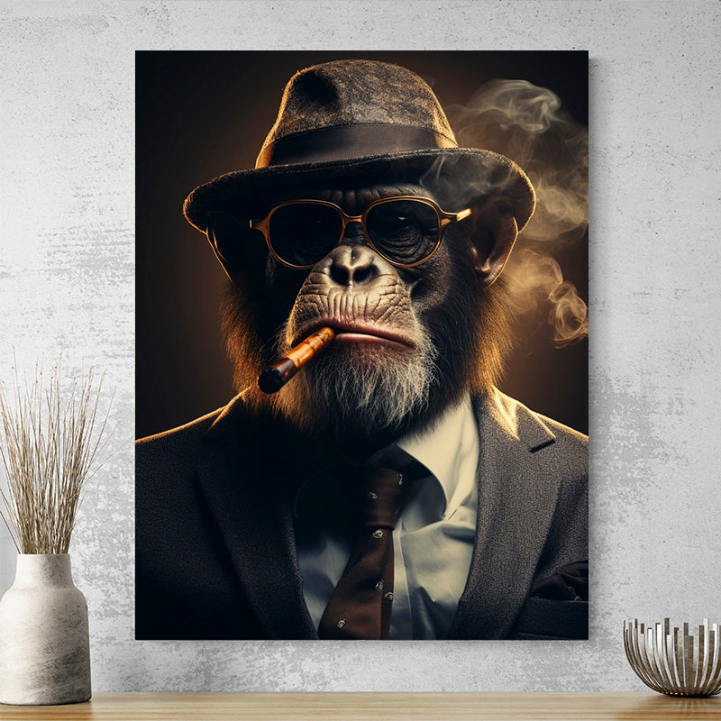 Tableau Singe Avec Cigare