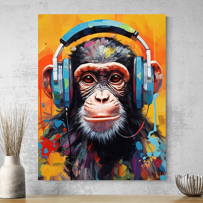 Tableau Singe Avec Casque