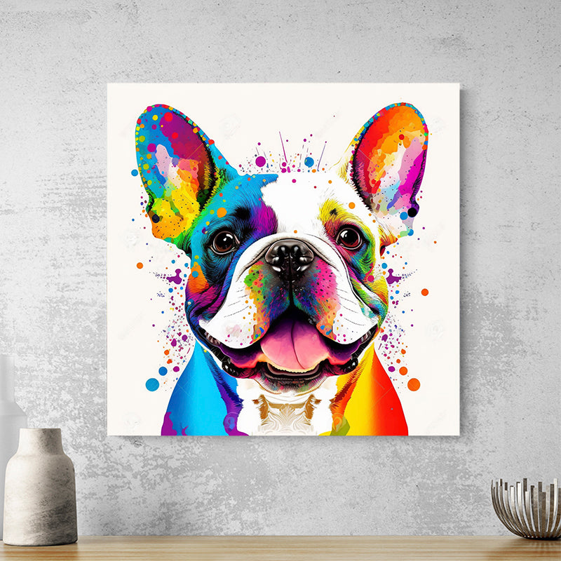 Tableau Chien Bouledogue Coloré