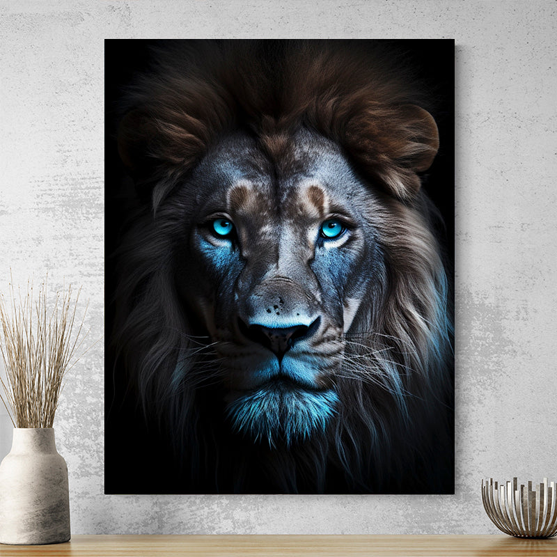 Tableau Lion Yeux Bleu