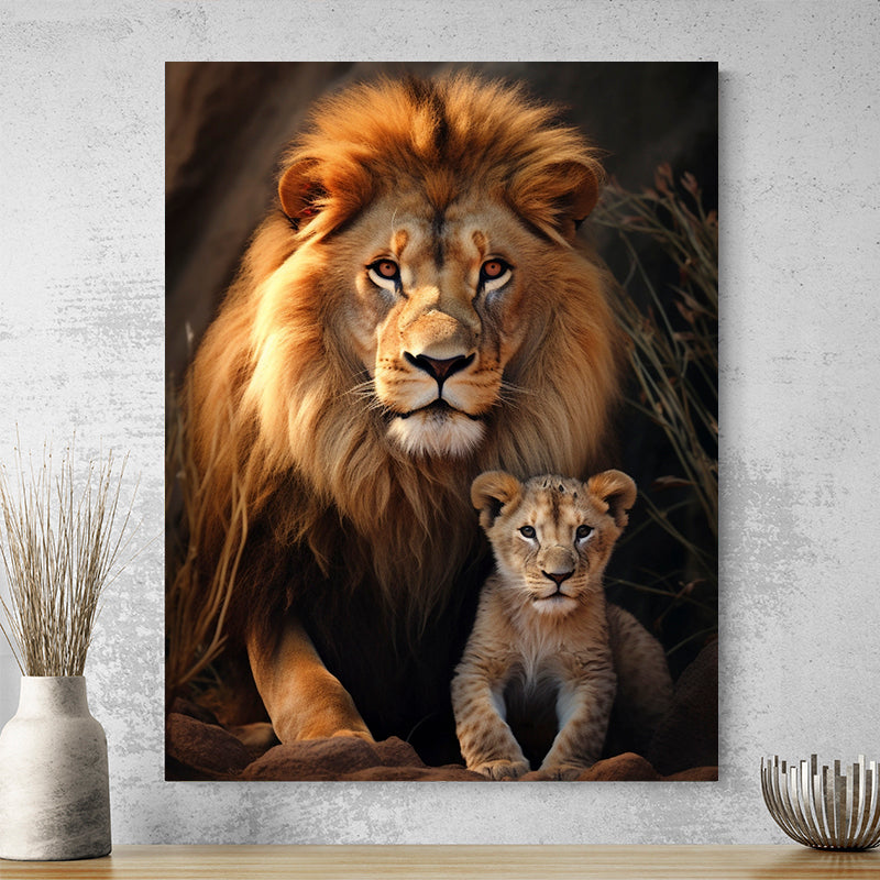 Tableau Lion Et Lionceau
