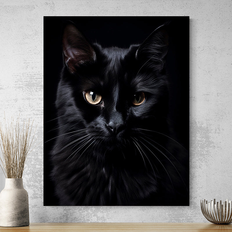 Tableau Chat Noir Fond Noir main image 0