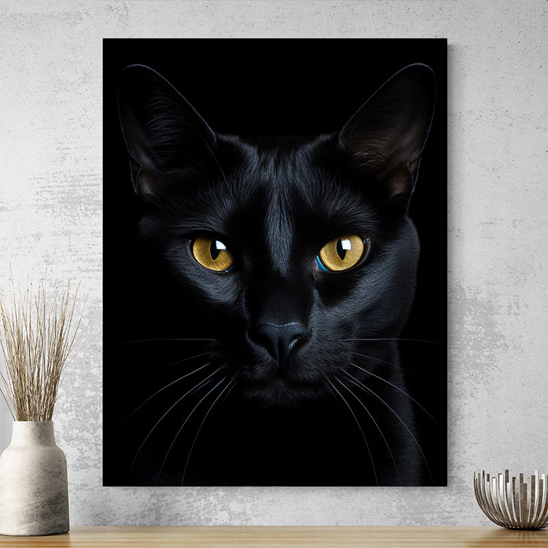 Tableau Chat Noir Fond Noir