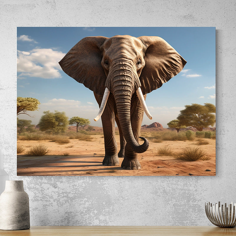 Tableau Paysage Elephant Savane