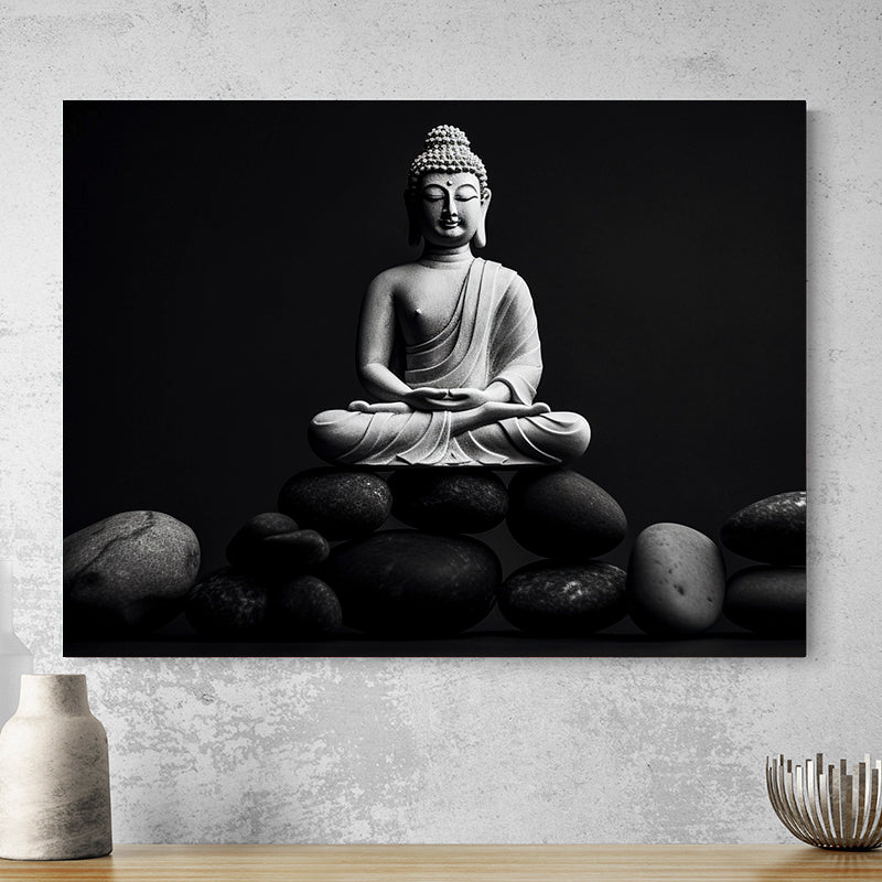 Tableau Bouddha Noir Et Blanc