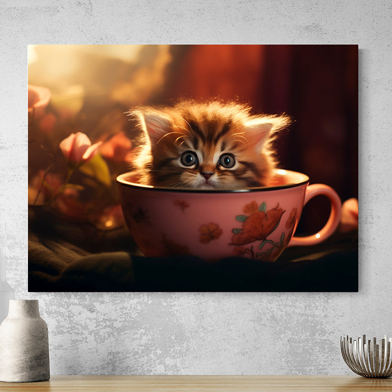 Tableau Chat Dans Une Tasse