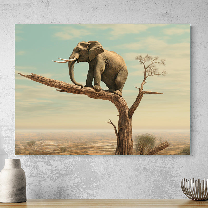 Tableau D'Éléphant Sur Une Branche