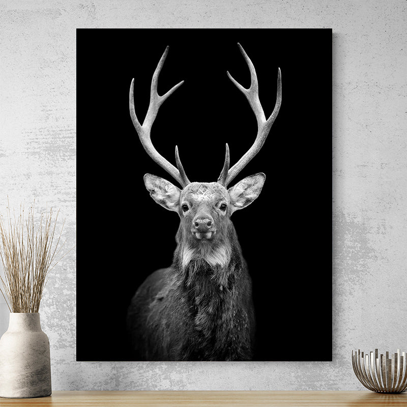 Tableau De Cerf Noir Et Blanc
