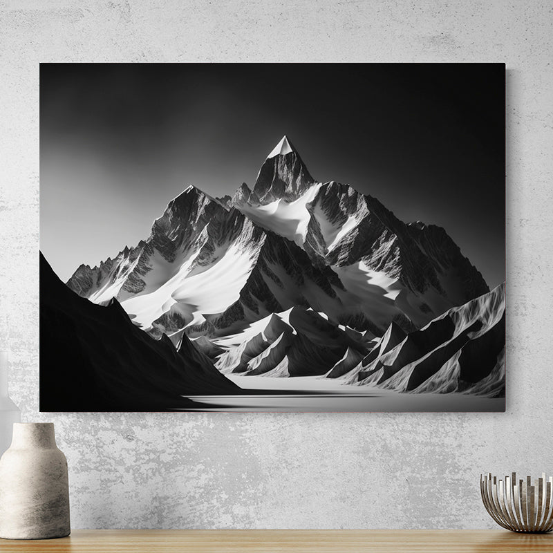Tableau Montagne Noir Et Blanc