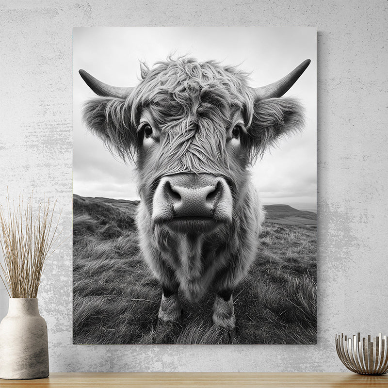 Tableau Vache Highland Noir Et Blanc