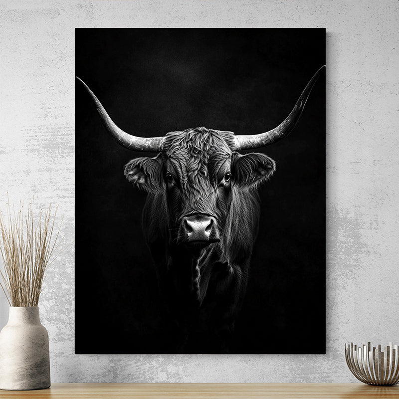 Tableau Taureau Noir Et Blanc