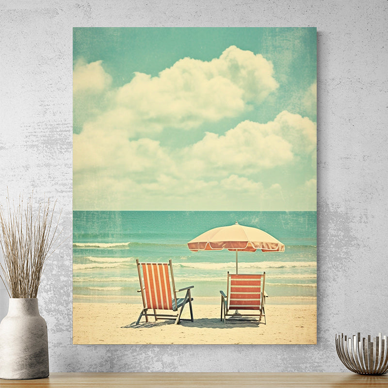 Tableau Vintage Mer Chaises