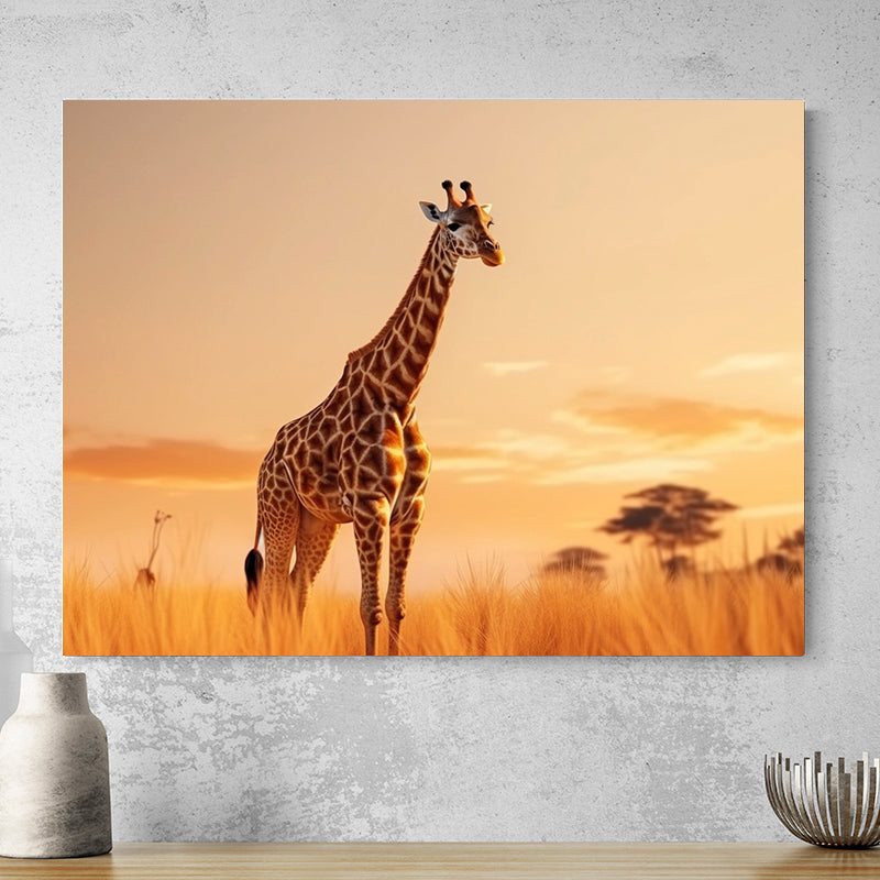 Tableau Africain Savane Girafe