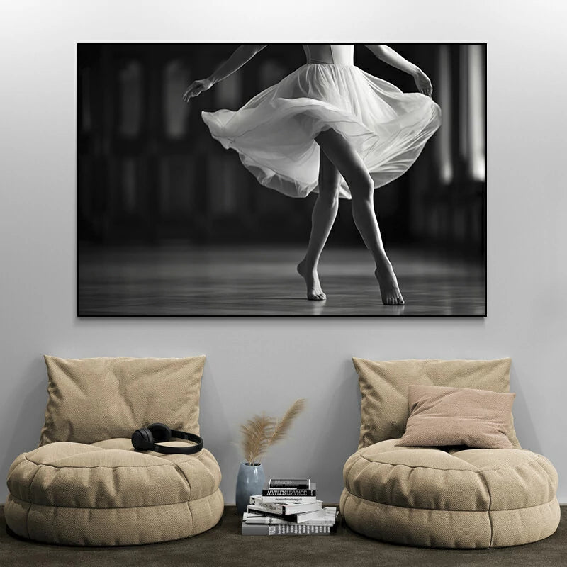 Tableau Noir Et Blanc Danse main image 1