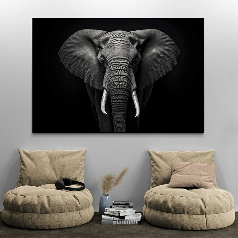 Tableau Noir Et Blanc Elephant