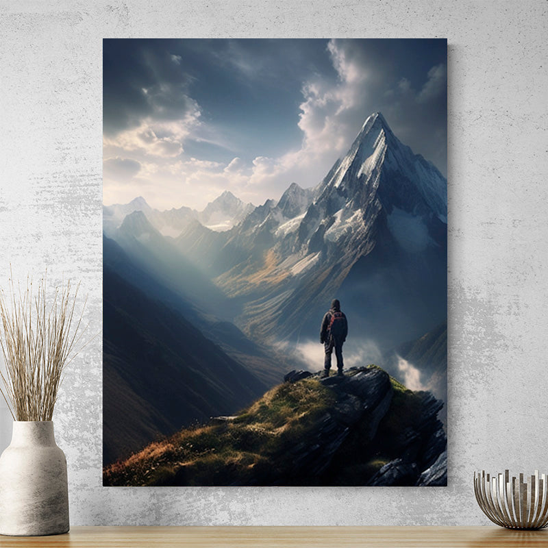 Tableau Homme Face Montagne