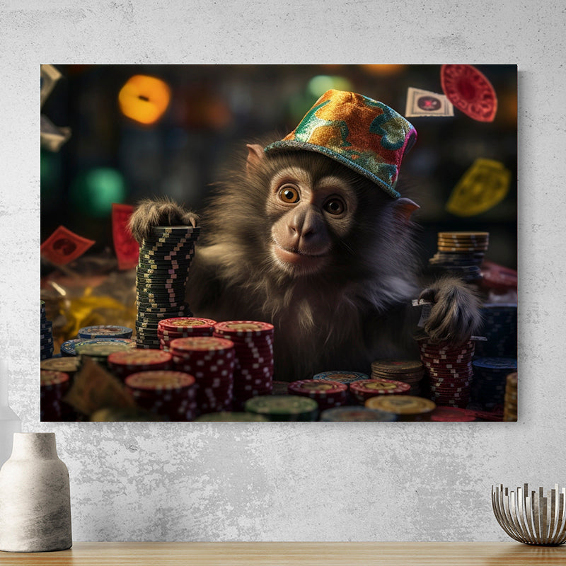 Tableau Singe Mignon Poker