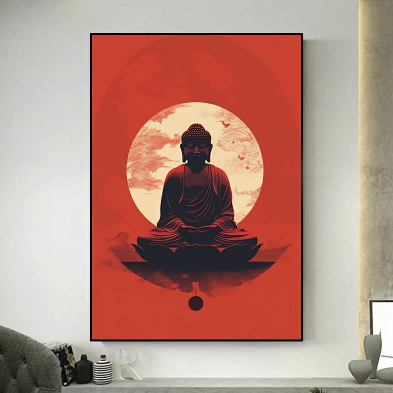 tableau zen bouddha rouge