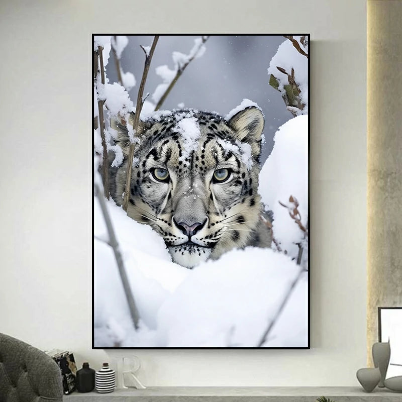 tableau animaux guepard neige