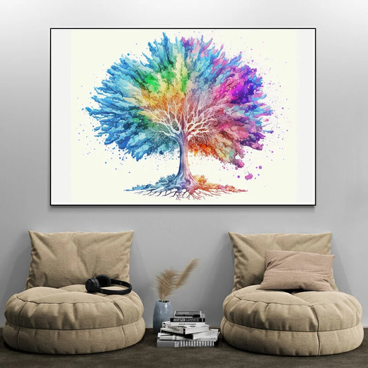 tableau arbre de vie arc en ciel