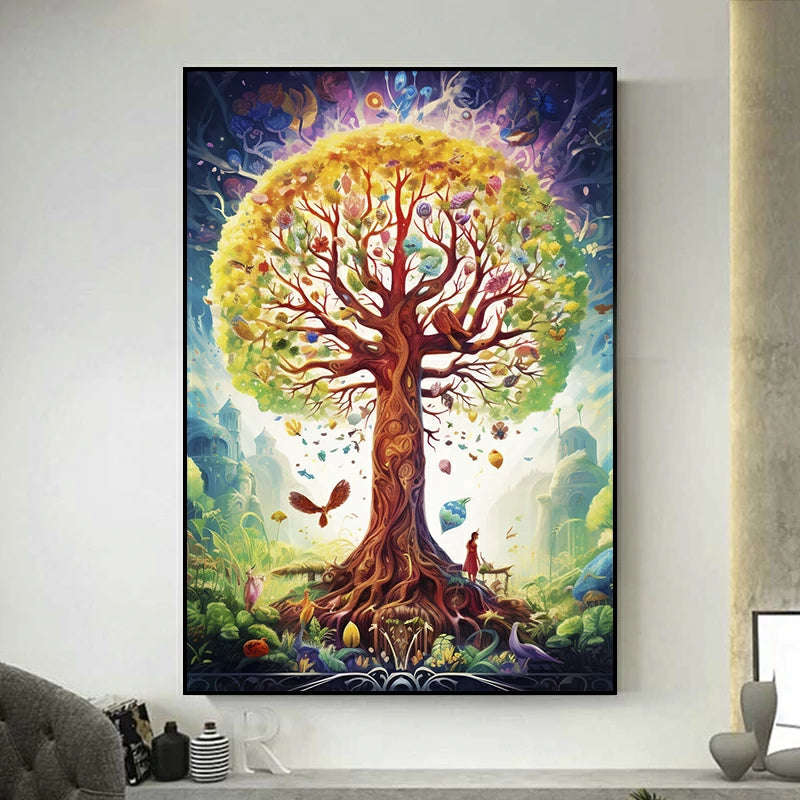 tableau arbre de vie colore