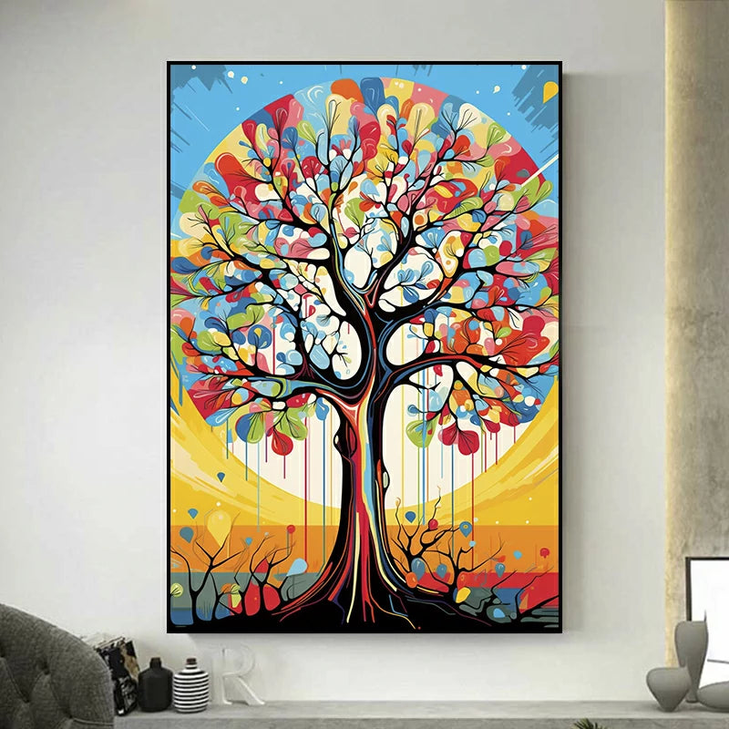 tableau arbre de vie multicolore