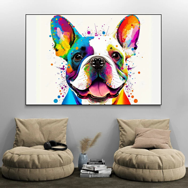 tableau chien bouledogue coloré