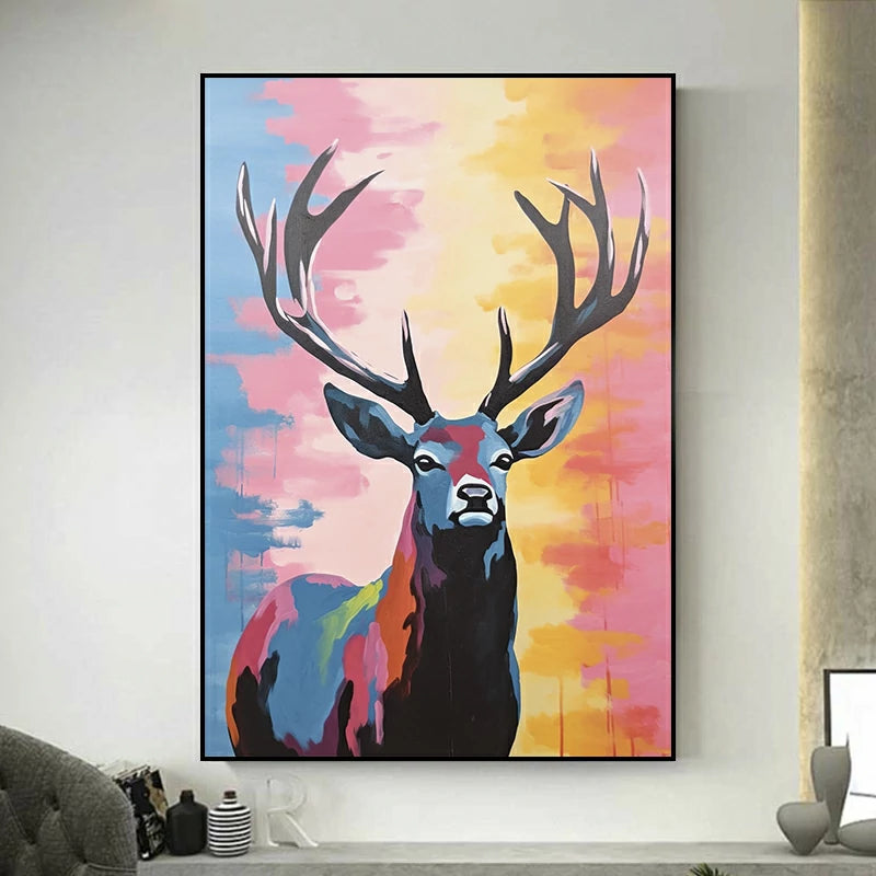 tableau cerf coloré