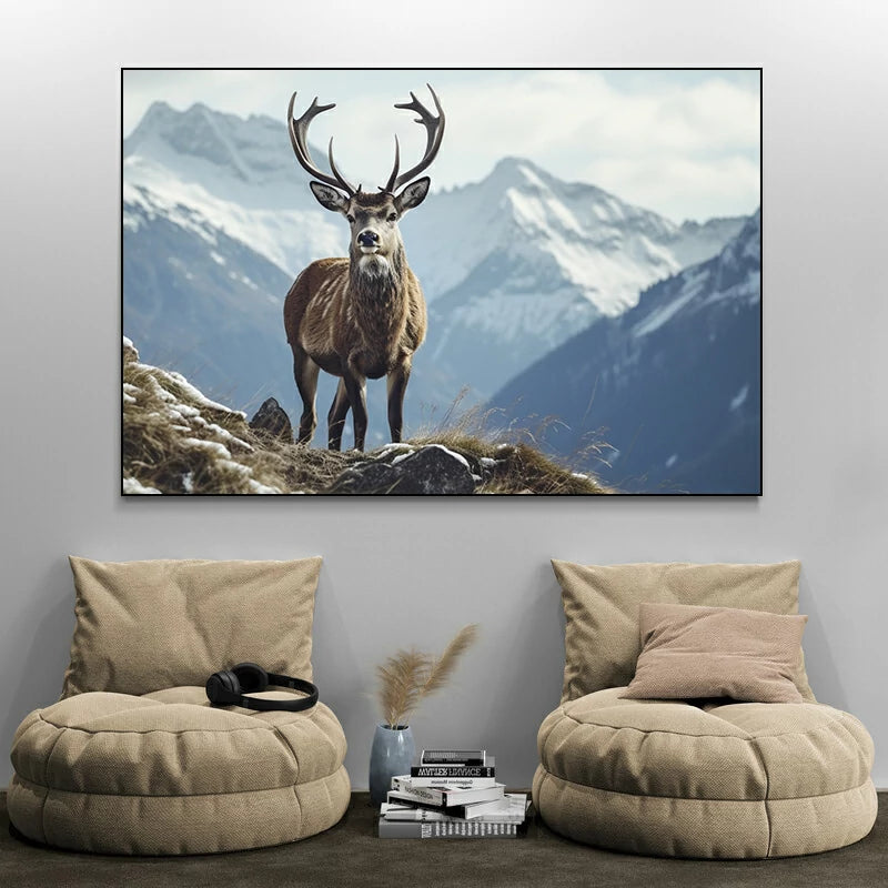 tableau cerf montagne