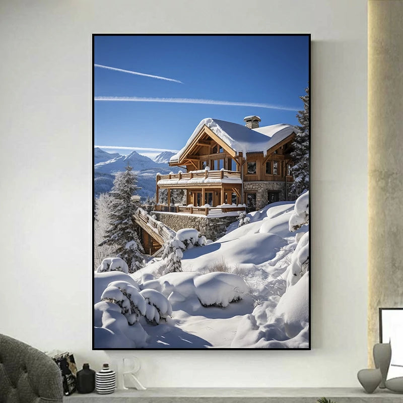 tableau chalet montagne