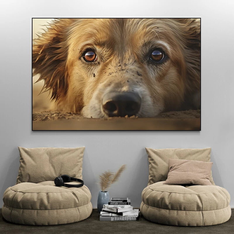 tableau chien regard