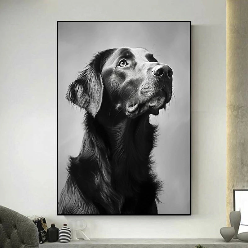 tableau chien noir et blanc