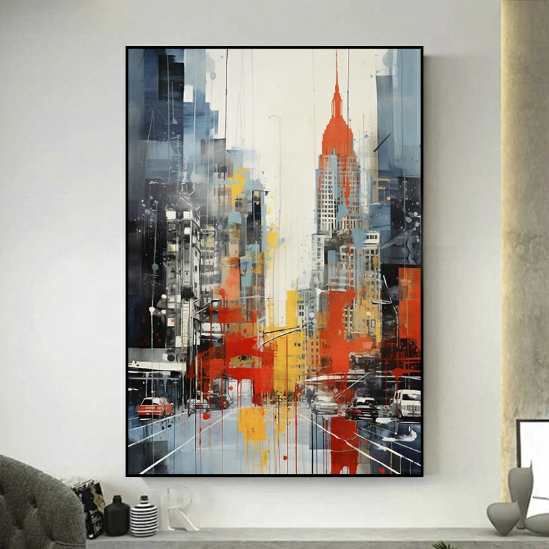 tableau colore new york abstrait