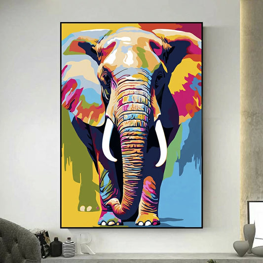 tableau elephant multicolor