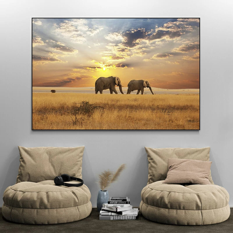 tableau elephant savane afrique