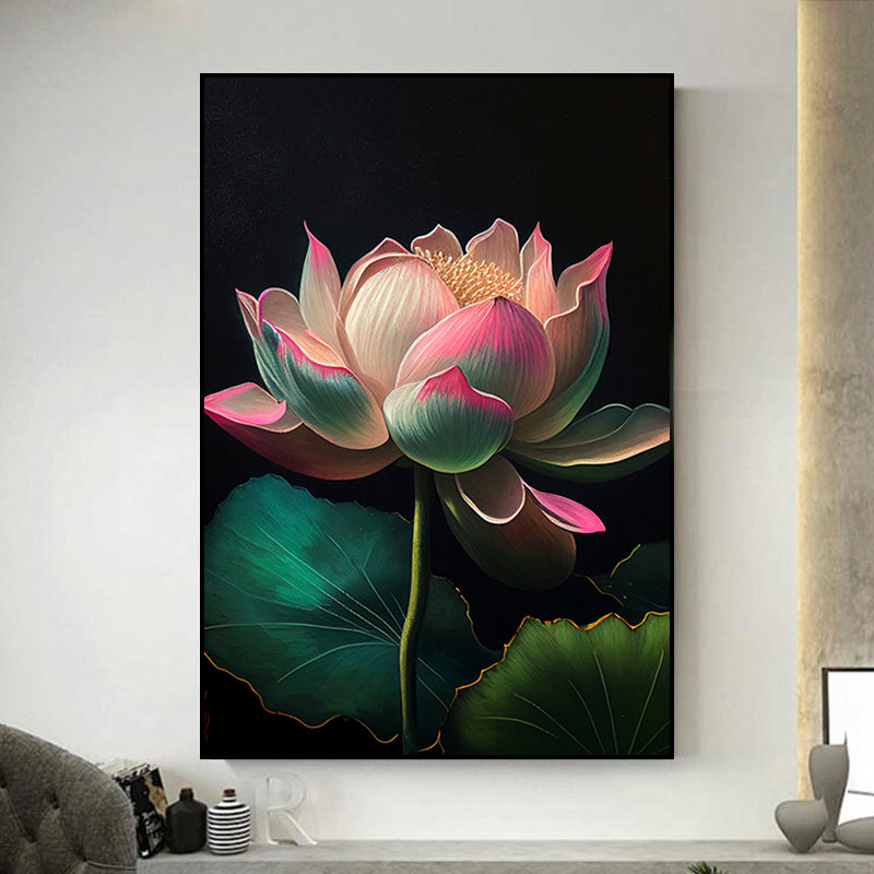 tableau fleurs de lotus rose
