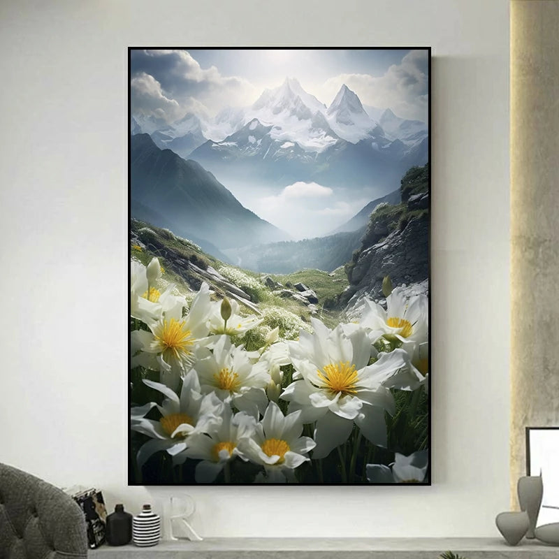 tableau fleurs montagne