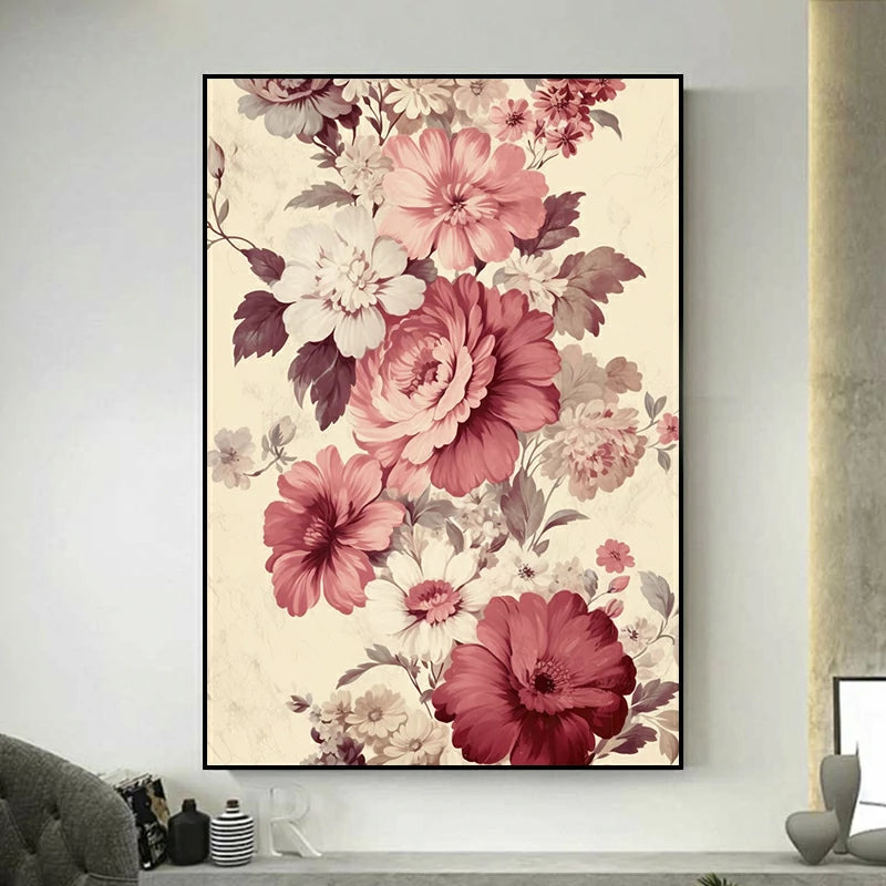 tableau fleurs vintage