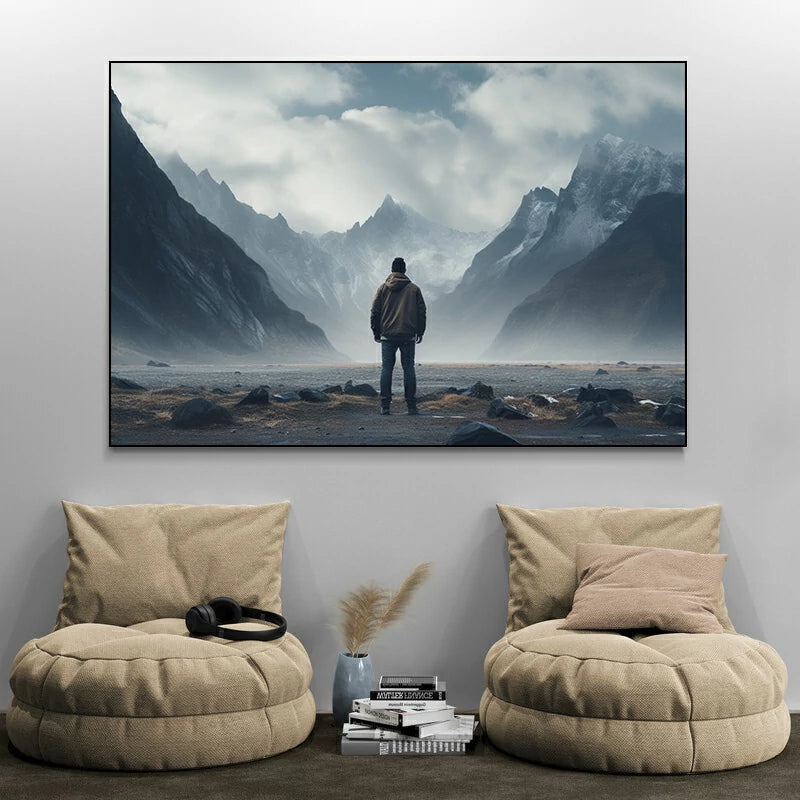 tableau homme montagne