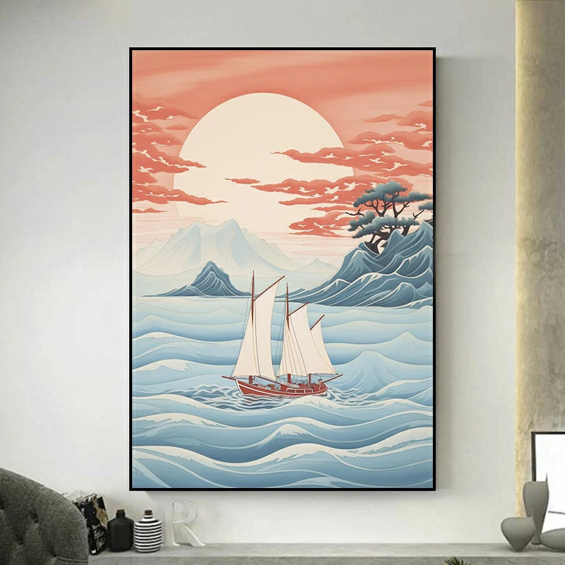 tableau japonais mer