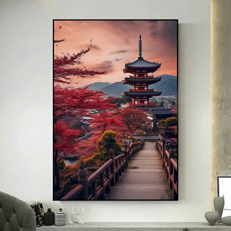tableau japonais temple