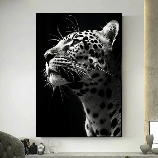 tableau leopard noir et blanc