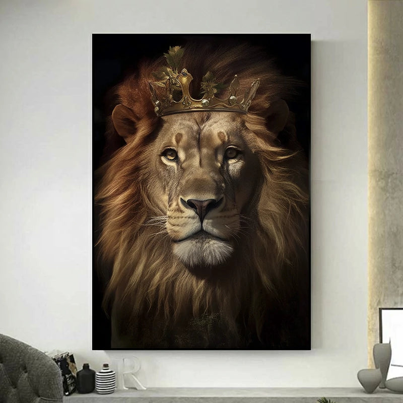 tableau lion couronne