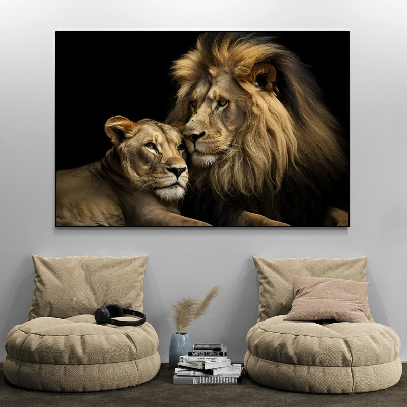 tableau lion et lionne