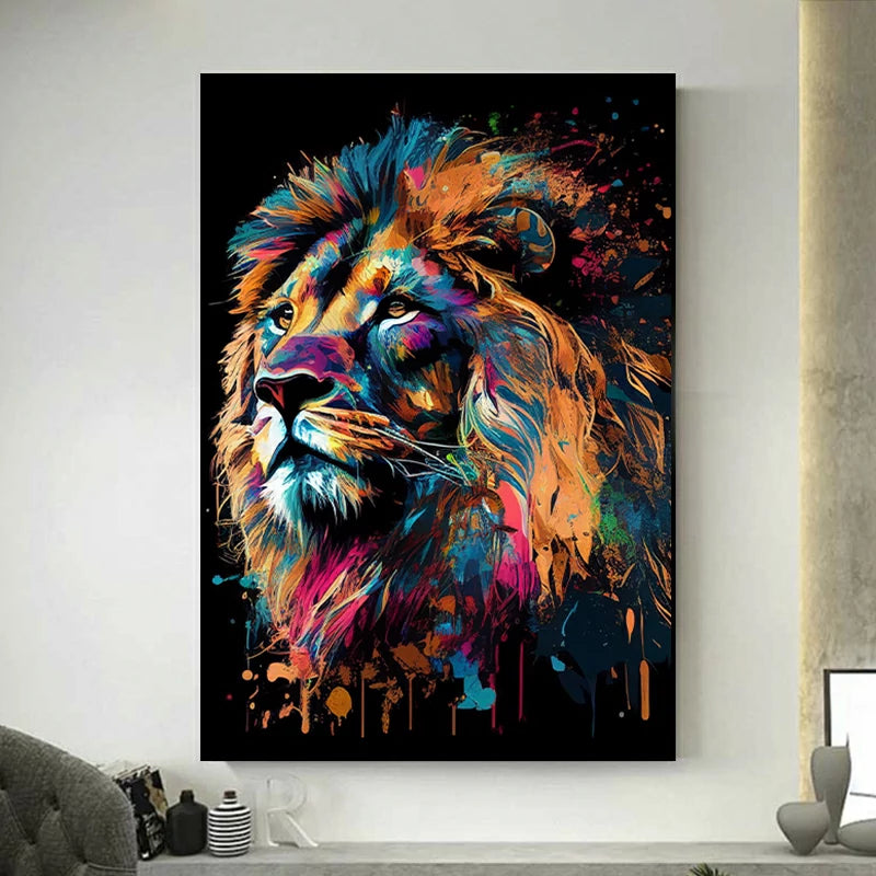 tableau lion pop art