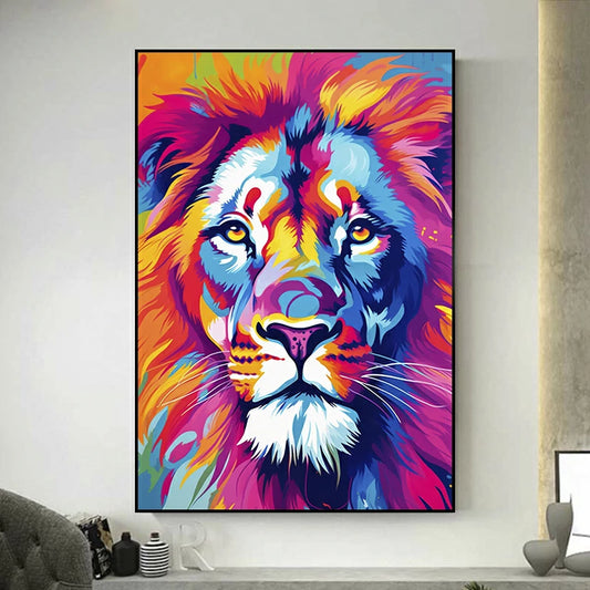 tableau lion pop art