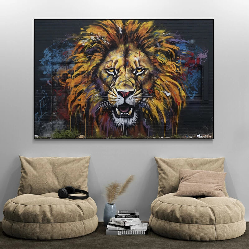 tableau street art lion