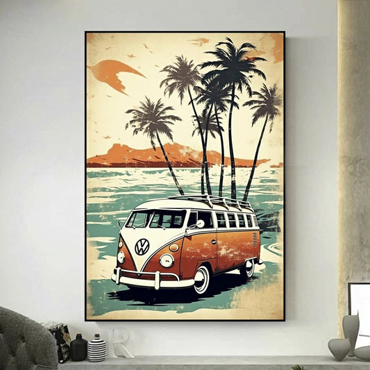 tableau mer vintage surf