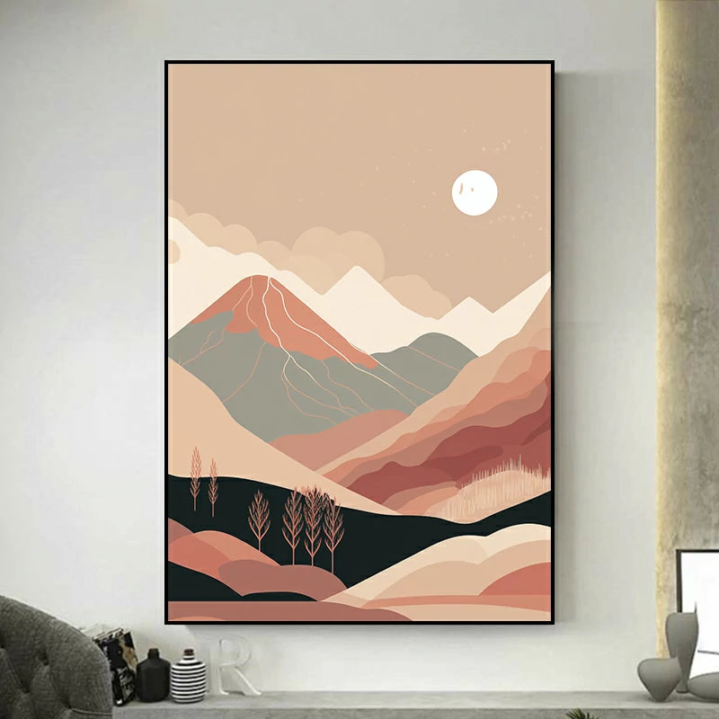 tableau montagne rose