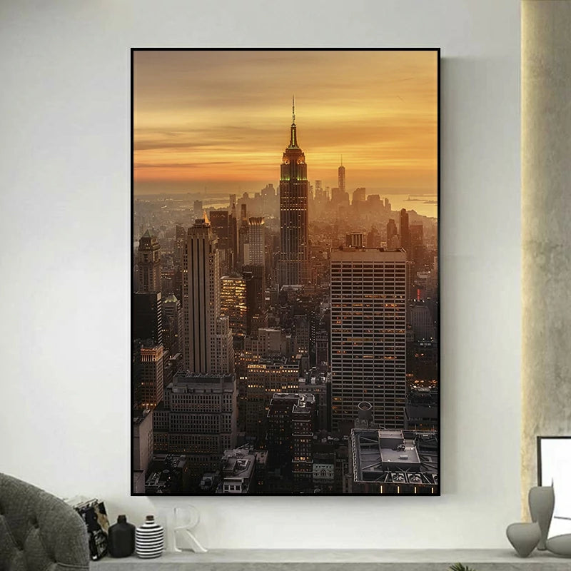 tableau new york coucher de soleil